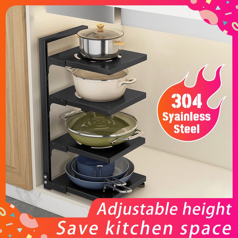 Kitchen rack Kitchen Pan Organizer 2-4 layer Pot Rack Adjustable ...