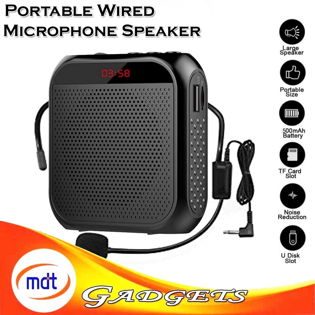 Portable Mini Voice Amplifier, Built-in Rechargeable Wired Portable Microphone And Speaker With Waist Band Bluetooth Megaphone Pa System Supports Mp3 Aux For Teachers Trainers Presenters