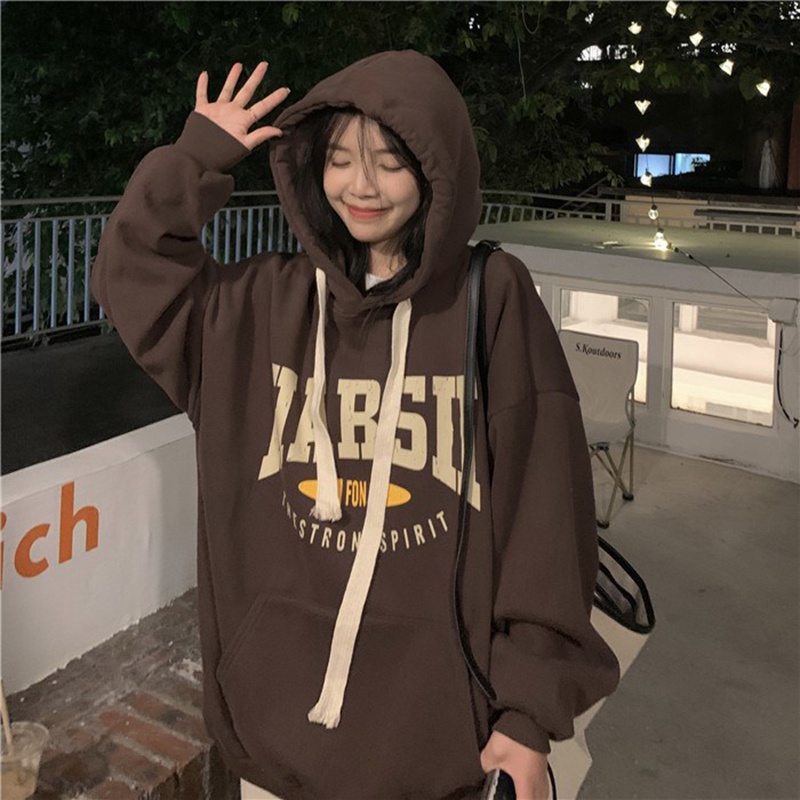 SOLIKE*Women Korean Loose Long Sleeve Print Street Fashion Hoodies ...