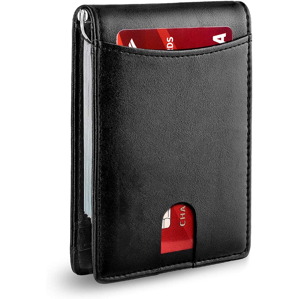 Mens Money Clip Wallet Genuine Leather Bifold Wallets Slim Credit Card ...