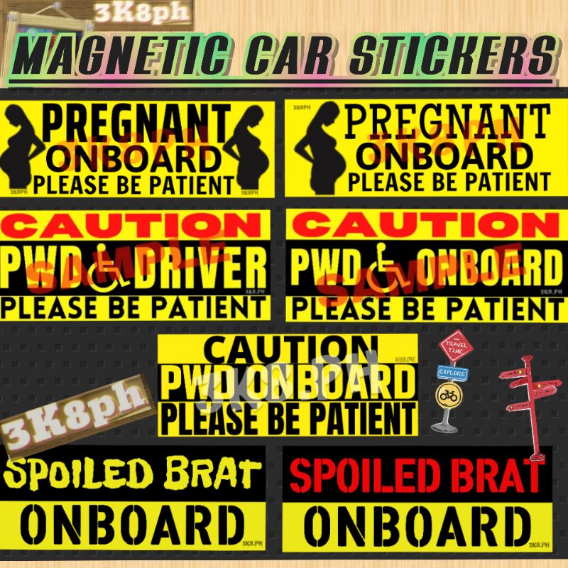 Magnetic Car Stickers CAUTION | PREGNANT ONBOARD | PWD DRIVER | PWD ...