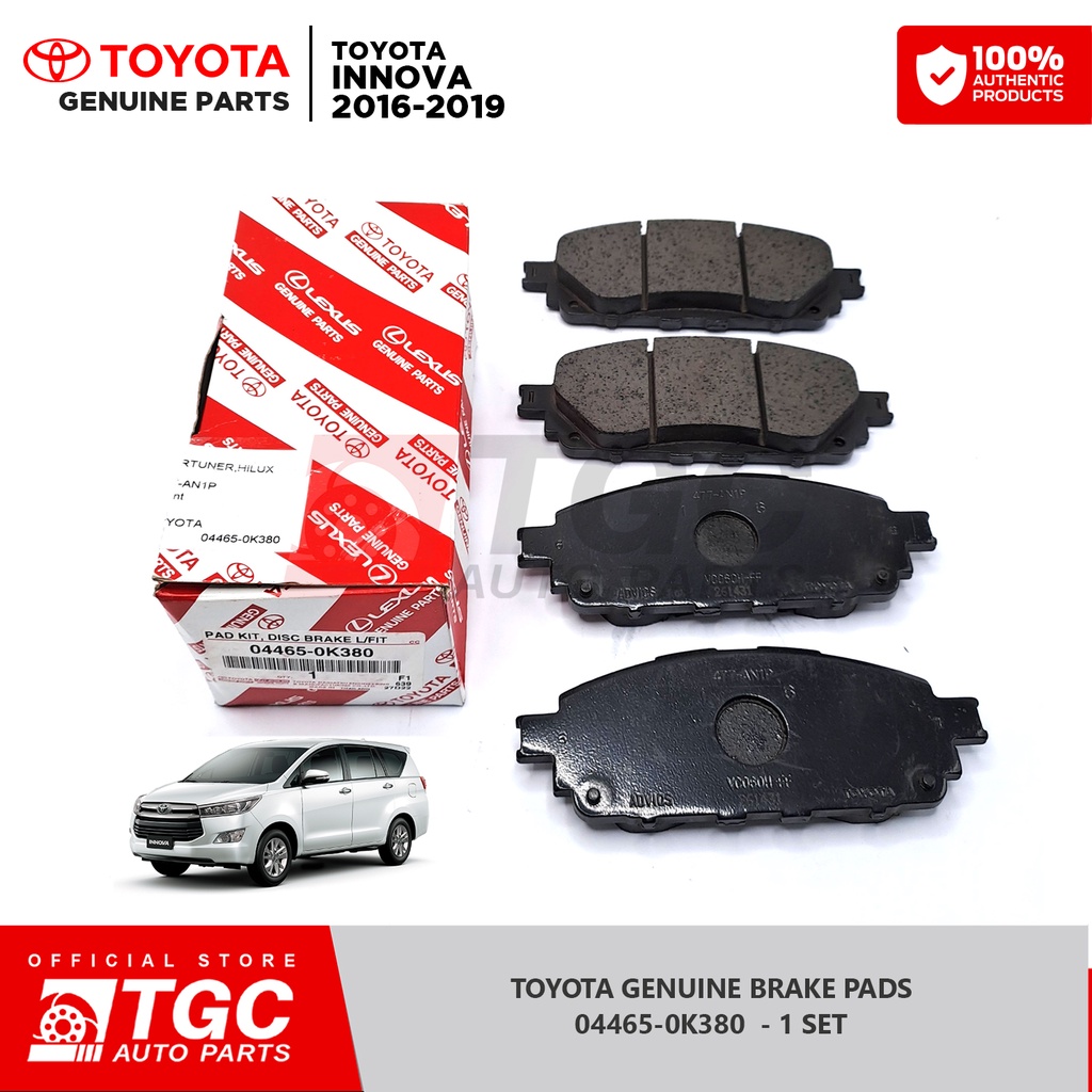 Toyota Genuine Brake Pads Toyota INNOVA 20162019 044650K380 1 Set