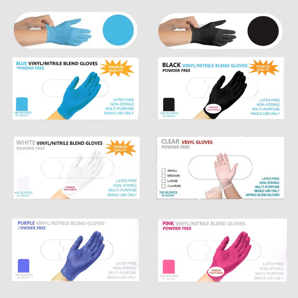 100pcs Nitrile Gloves Powder Free Small, Medium Large )tattoo gloves  disposable plastic gloves