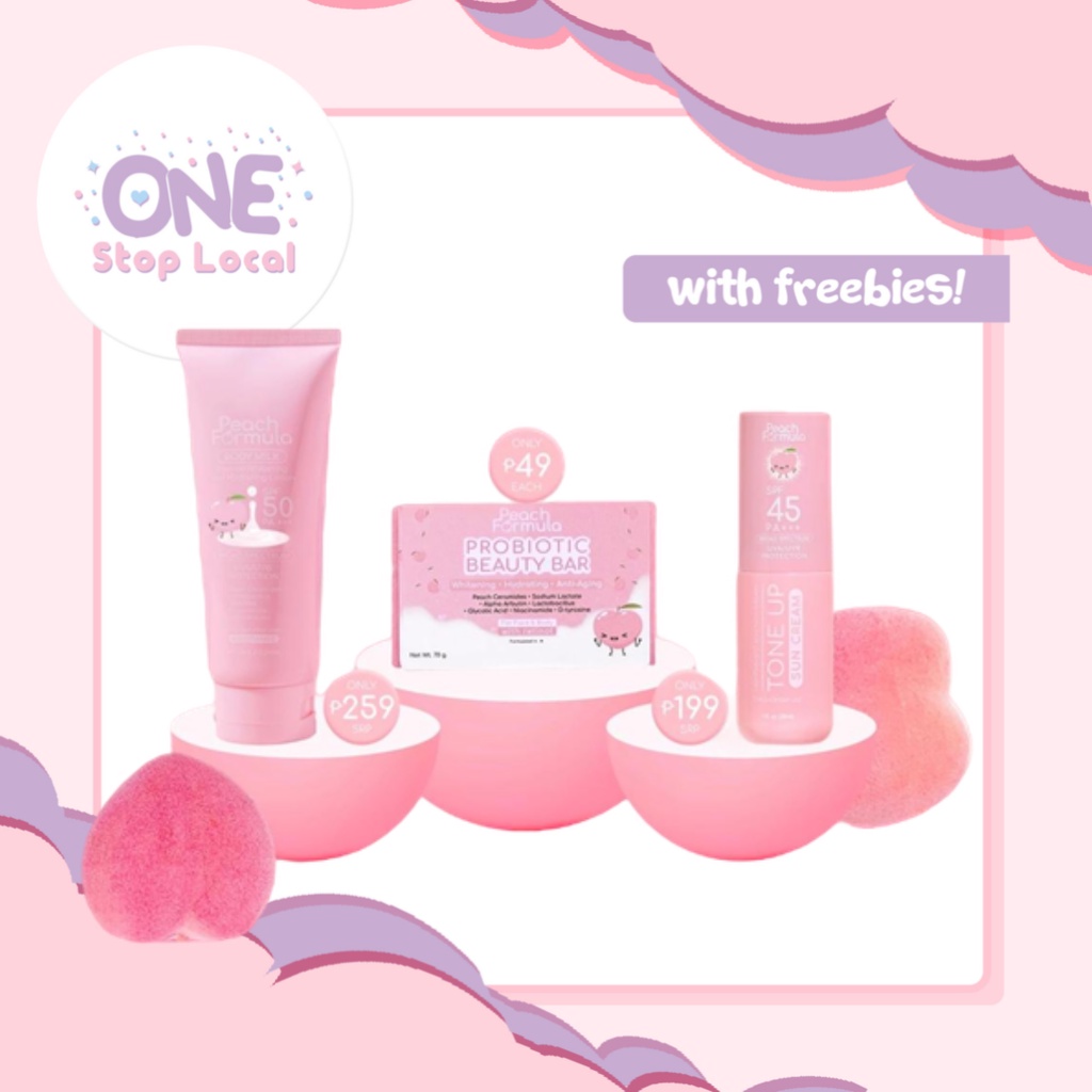 Peach Formula Probiotic Beauty Bar Soap / Tone Up Sun Cream / Intense Whitening Lotion Shopee