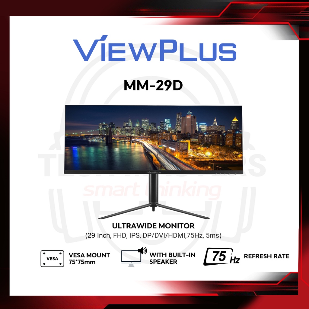 Viewplus 2K Ultrawide Monitor Mm-29D Ips Hdmi/Dp/Dvi 75Hz 29