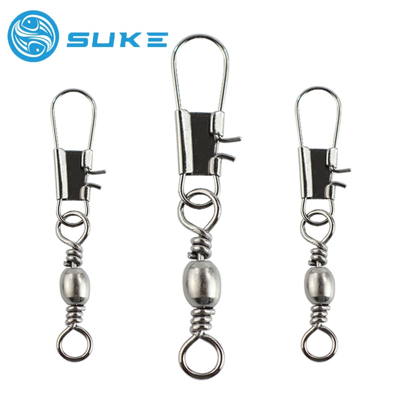 SUKE 30pcs Fishing Line Connector Stainless Steel Pin Bearing Swivel