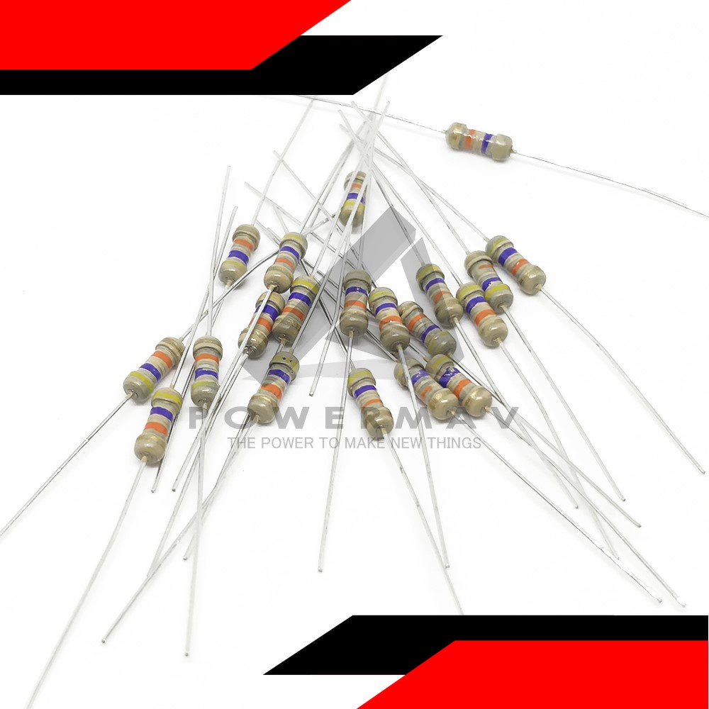 20pcs 47k ohms resistor 4 band 1/4w carbon film taiwan original 5% 0 ...