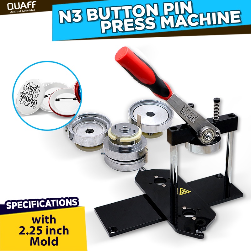 (PROMO PACKAGE) QUAFF Button Pin Press Machine N3 Swing Type Body ...