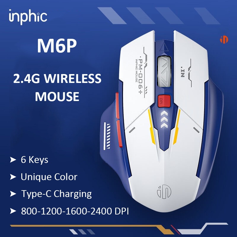 Inphic F9/M6P 2.4G Wireless Mouse Rechargeable Mechanical Office Gaming Mouse PC Laptop Mice