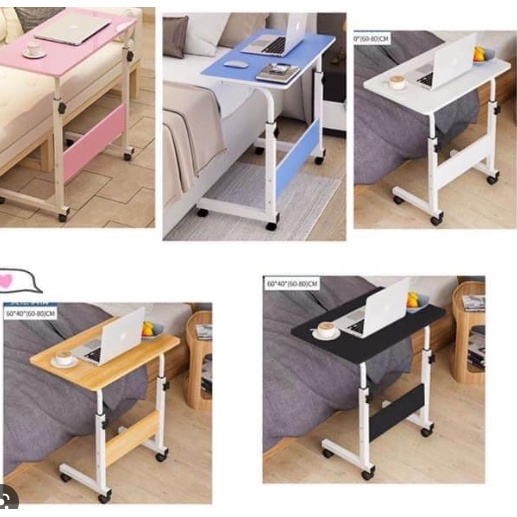 Adjustable & Portable Standing Computer Laptop Desk Bed Side Table Wood With Wheel Shopee