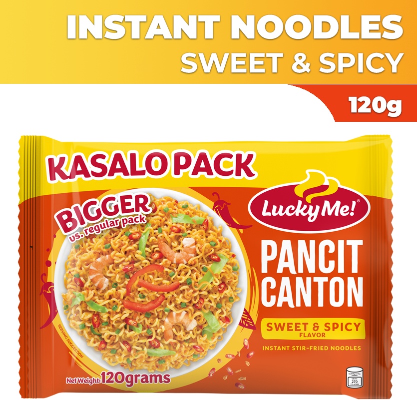 Lucky Me! Pancit Canton Instant Noodles Sweet & Spicy Kasalo Pack 120g