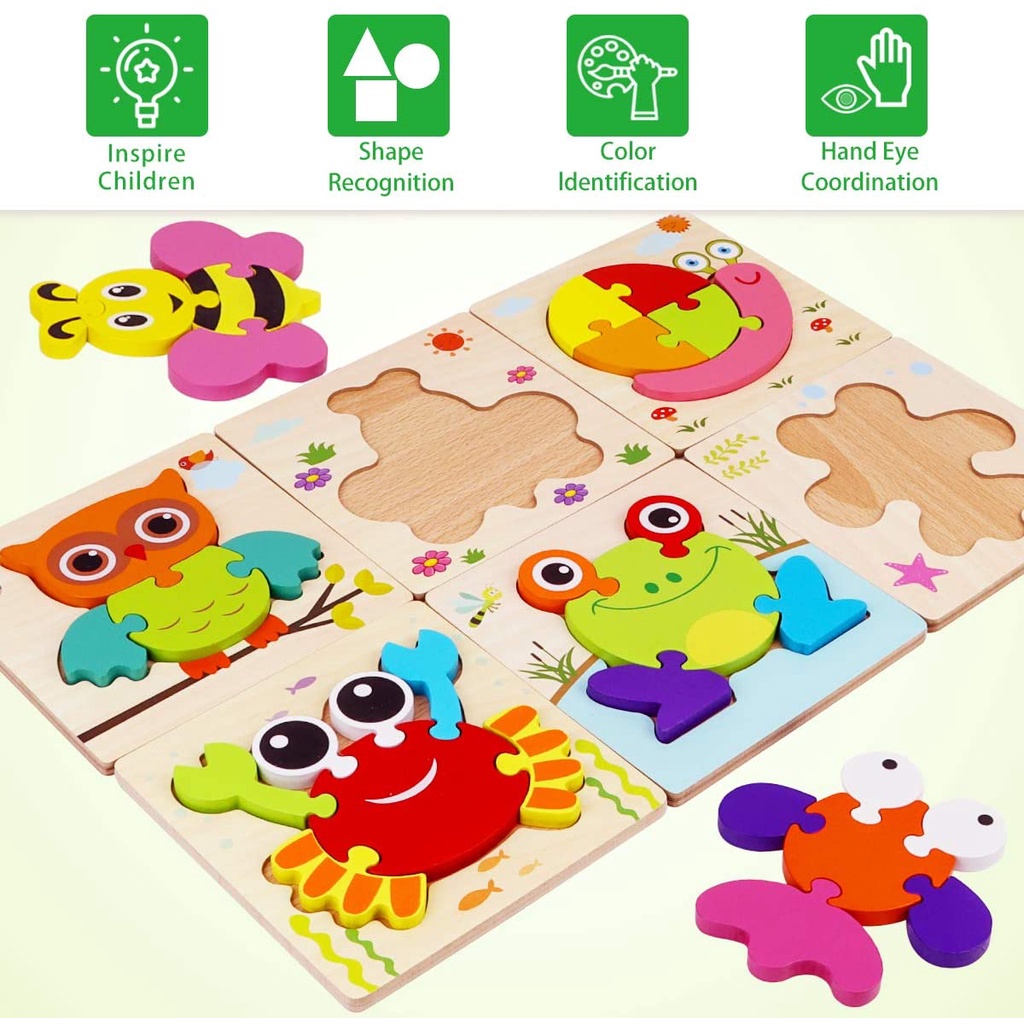 Earlier Educational Wooden Jigsaw Puzzles for Baby Animal Puzzles for ...
