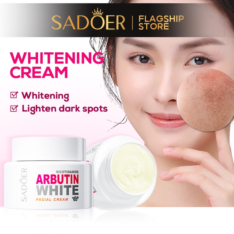 SADOER Arbutin WHITE Face Cream Lighten Dark Spots Repair Damaged