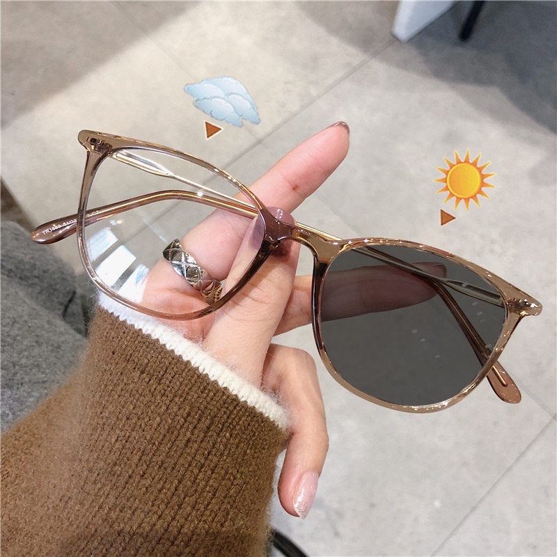 Photochromic Anti Radiation Eyeglasses For Women Men Korean Fashion Anti Blue Light Uv400 Sun 9697