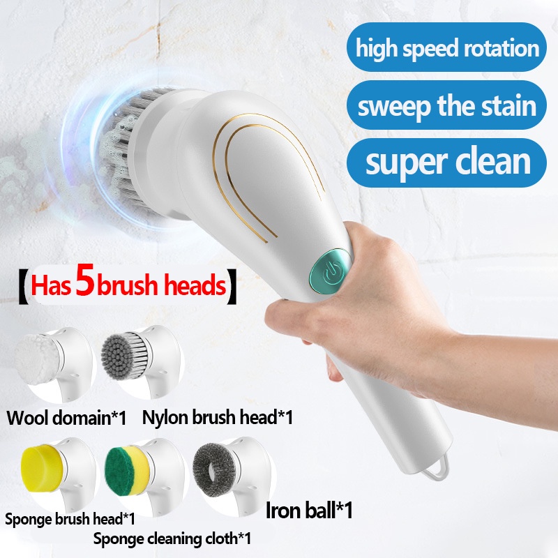Electric Cleaning Brush rechargeable 5 IN 1 One Touch Operation