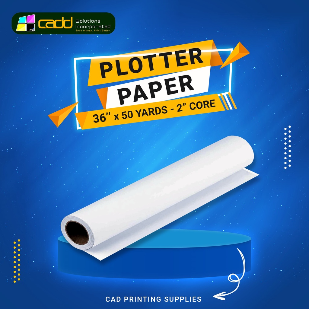 White paper Plotter paper 36'' inches x50 Yards 80/85gsm High