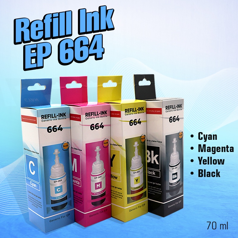 Ep Refill 664 Ink For Printer L120 L360 L310 L130 L210 L220 L355 L358 70ml Dye Shopee Philippines 6346