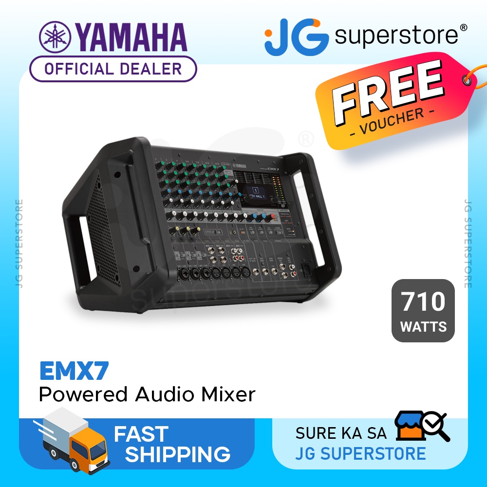Yamaha EMX7 12Channel 710W Portable Powered Audio Mixer and Class D Amplifier with Extensive