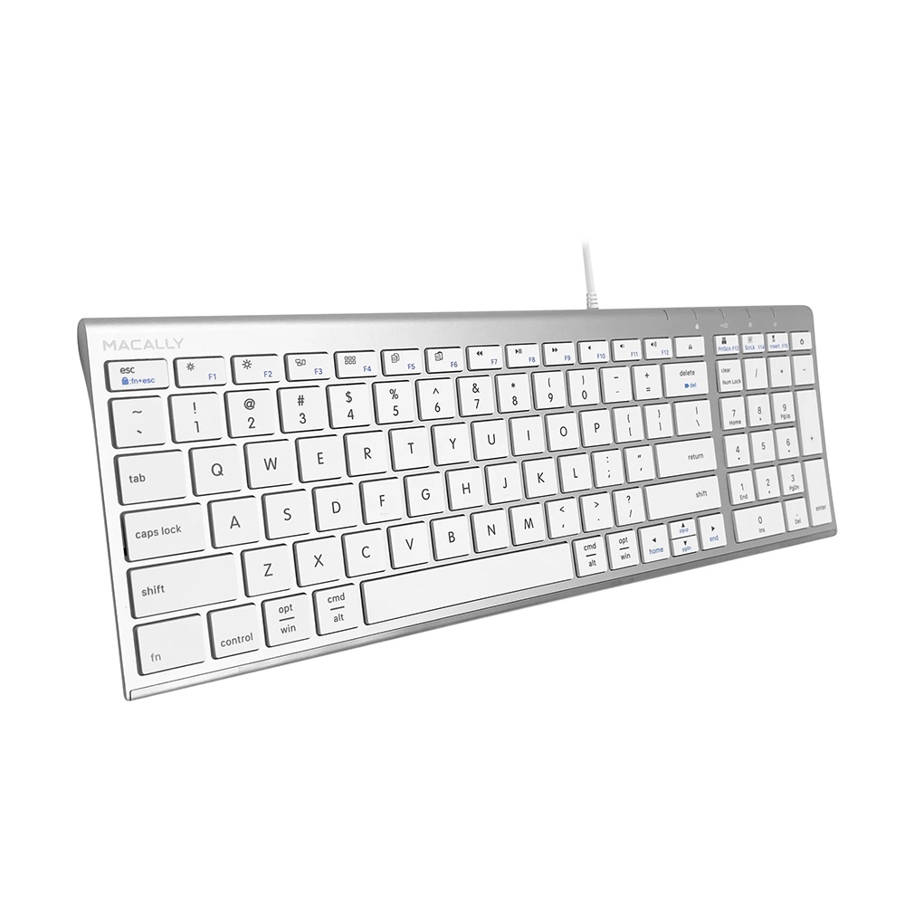 MACALLY 98 Keys USB 2-Zone Wired Keyboard, 5ft USB Cable for PC Laptop ...