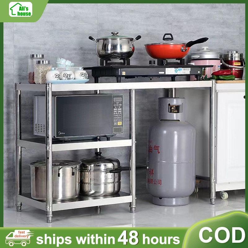 Kitchen Stainless Steel Shelf Gas Stove Rack Multifunctional Floor