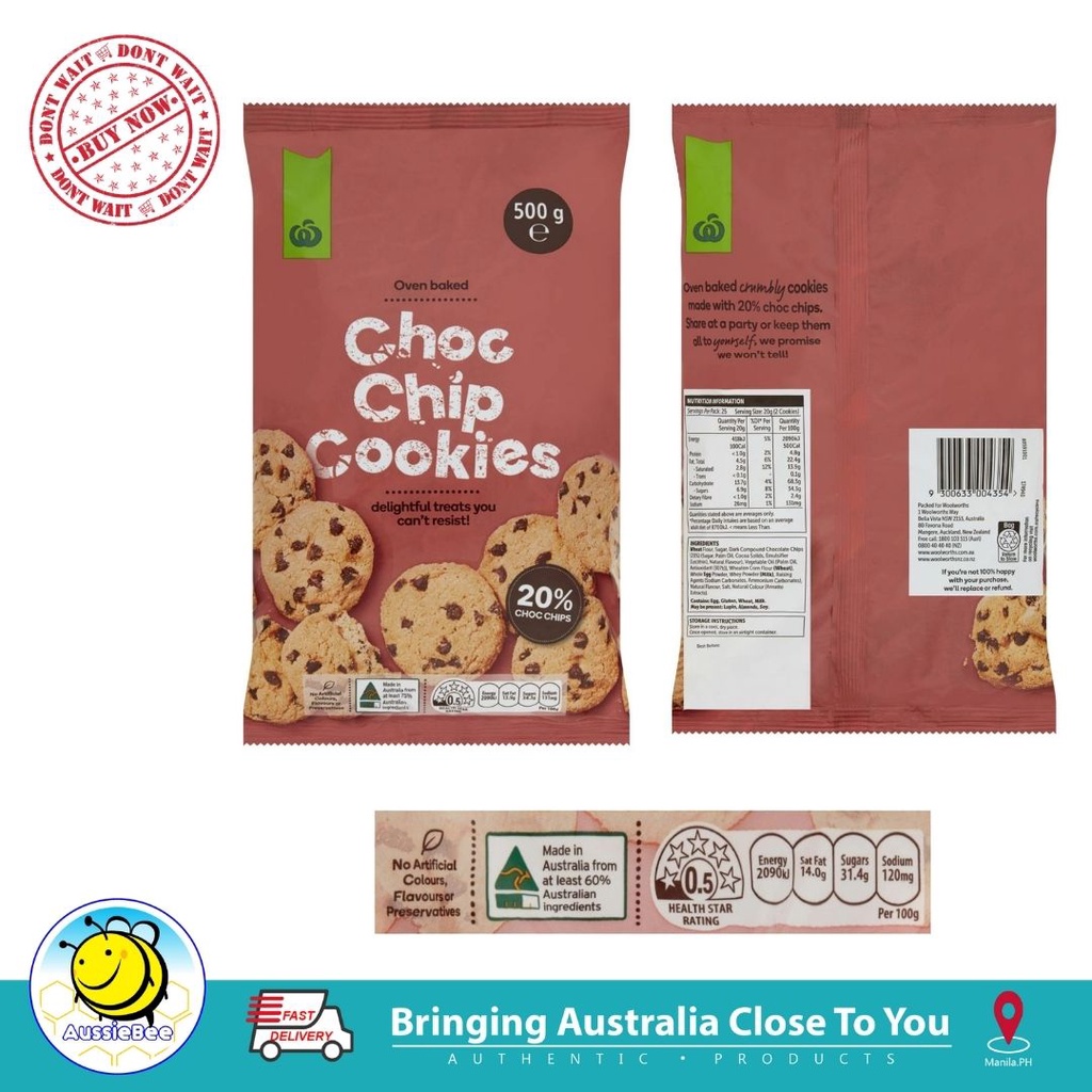 Woolies Chocolate chip cookies 500g Shopee Philippines
