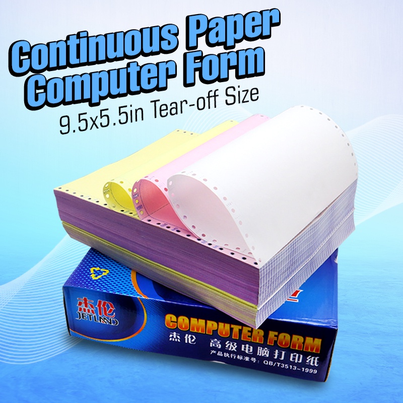 3 Ply Carbonless Continuous Computer Form 9.5 X 5.5 Inches Tear Off ...