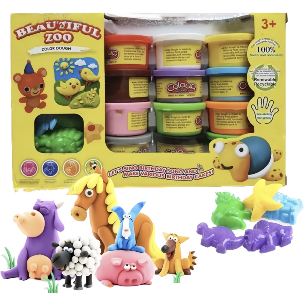 JLT 12in1 Beautiful Zoo Color Clay Dough | Shopee Philippines