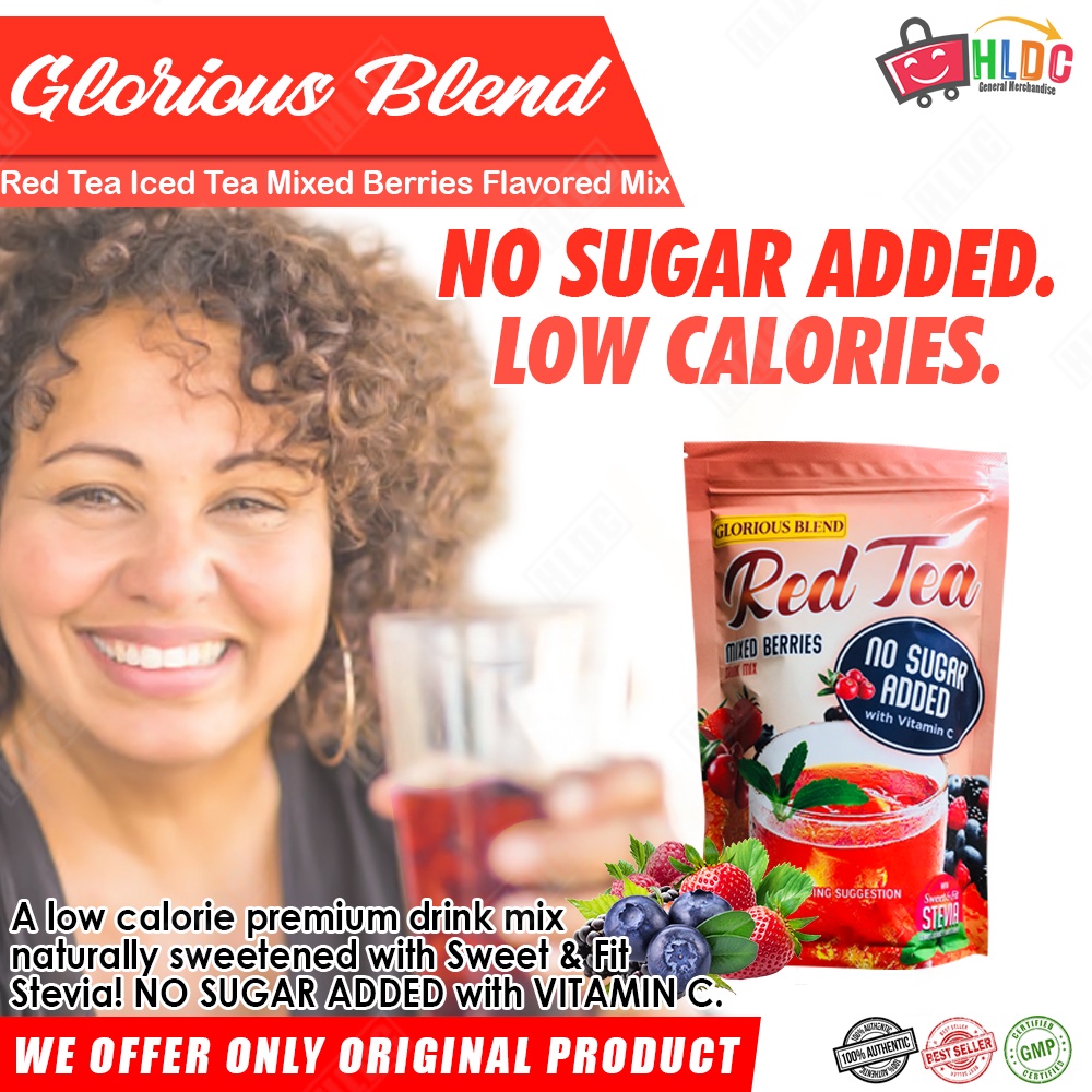 Glorious Blend Red Tea Mixed Berries 360g with Stevia, Non Acidic, No