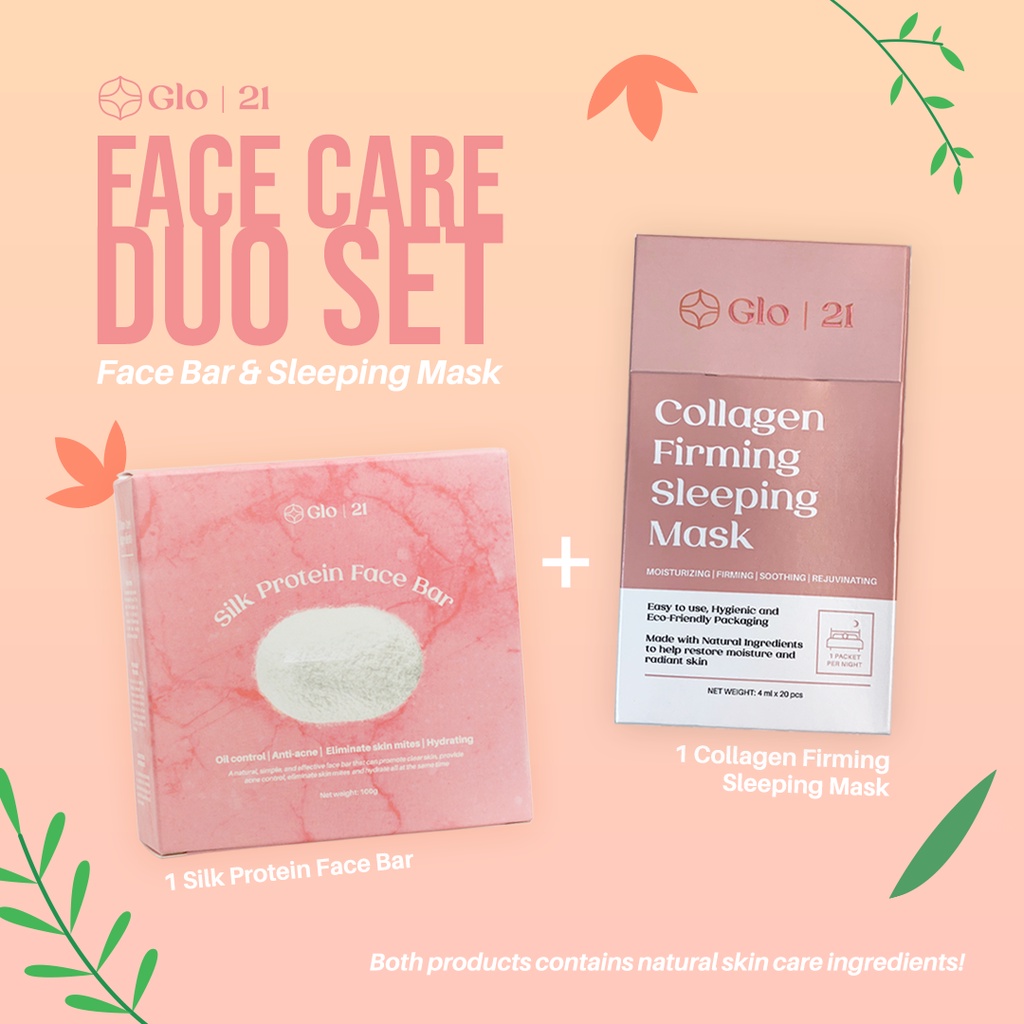 GLO21 Collagen Firming Sleeping Mask + GLO21 Silk Protein Face Bar Set ...