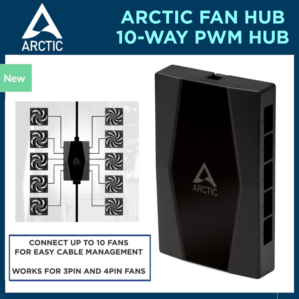 ARCTIC Case Fan Hub - 10-way PWM Fan Distributor With SATA Power ...