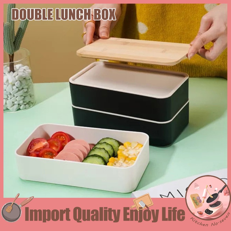 2 Layer Japanese Bento Lunch Box 1200ML Food Container With Spoon Fork ...