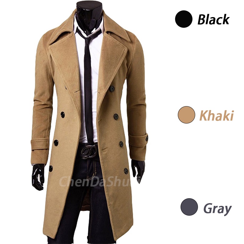 Casual Solid Color Men's Long Sleeve Overcoat Fashion Winter Buttons