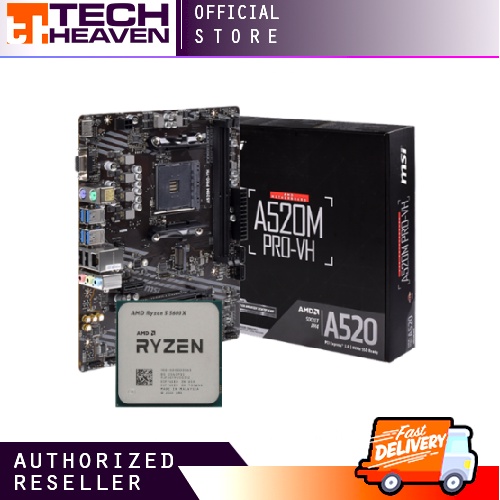 BUNDLE MOTHERBOARD MSI A520M PRO VH/2DIMM/DDR4/MATX/AM4+AMD RYZEN 5