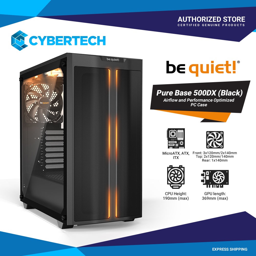 Be Quiet! Pure Base 500DX, Mid Tower ATX case, ARGB, 3 Pre-installed ...