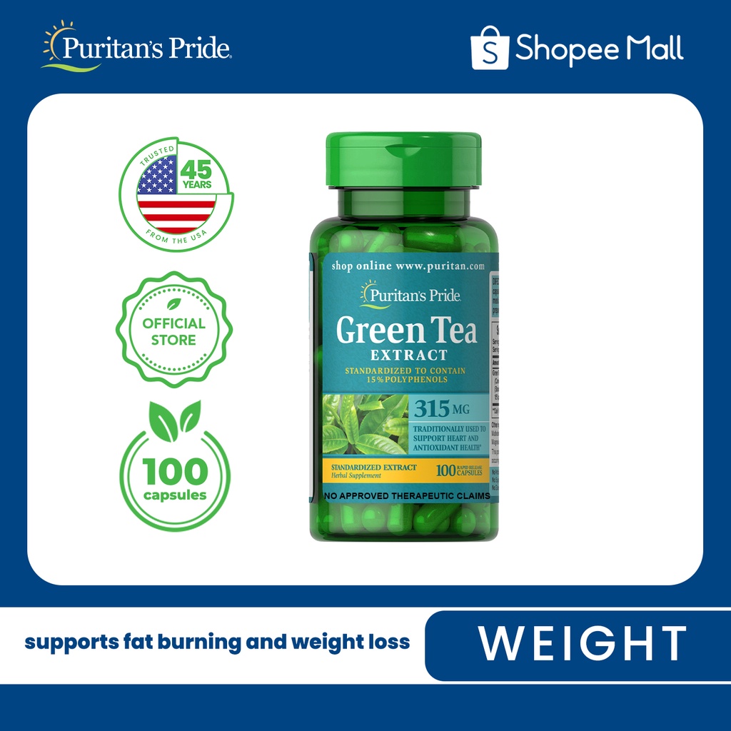 Green Tea Standardized Extract 315mg 100 capsules Puritan's Pride