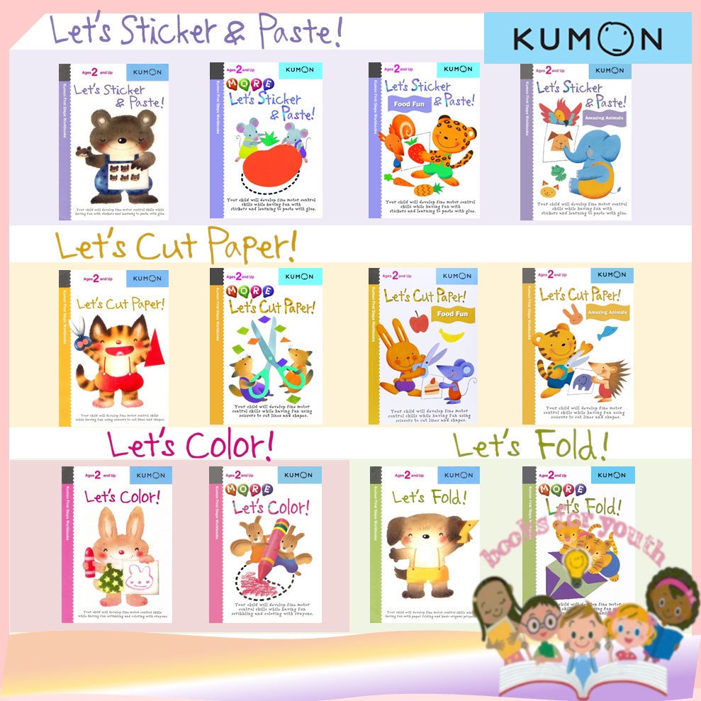 Kumon First Steps Workbooks [Color Fold Cut Sticker&Paste