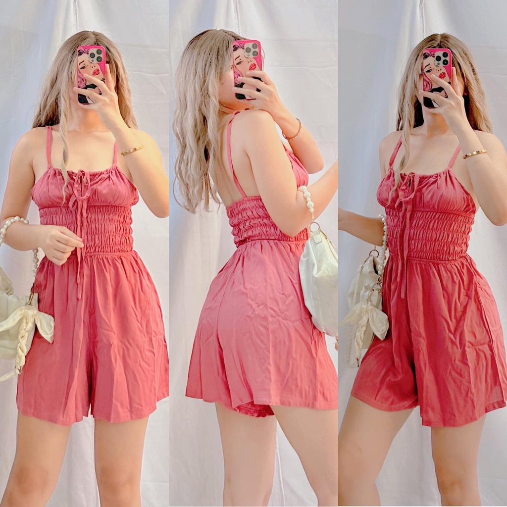 Summer Strap Plain Smocking Romper shorts Shopee Philippines