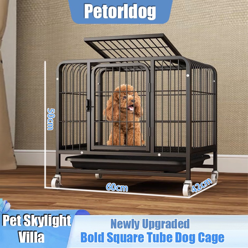 S Large Dog Cage Square Tube Pet Cage With Poop Tray Bold and Thickened ...