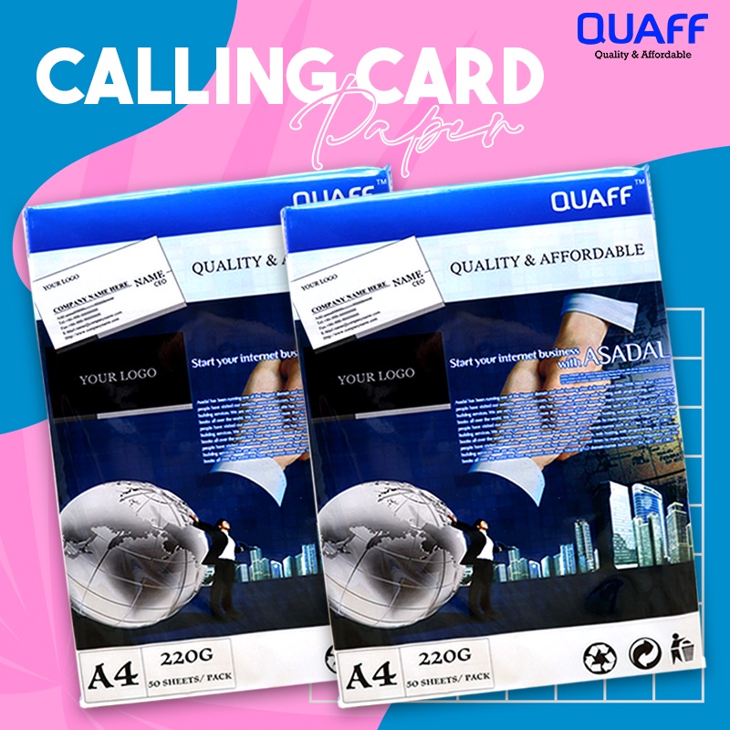 QUAFF Calling Card Paper Matte 220GSM A4 Size (50sheets/pack) | Shopee ...