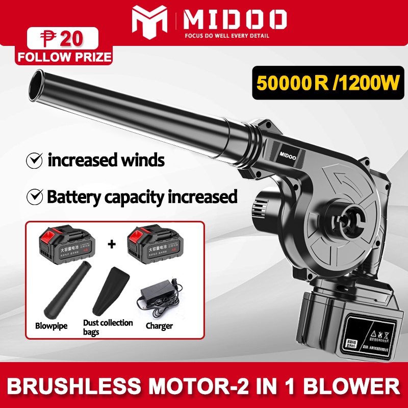 Cordless 1200W Air Blower Vacuum Cleaners Blowing Suction 2 in 1