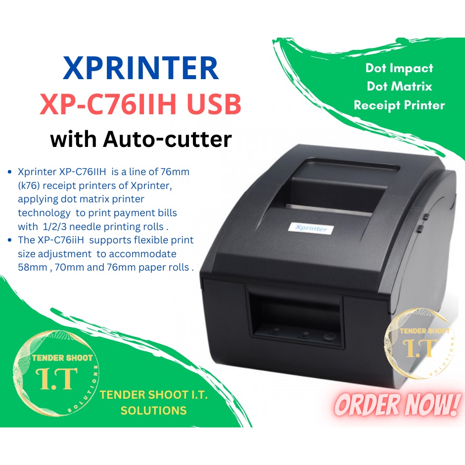 Xprinter XPC76IIH XP C76IIH USB with Auto Cutter Impact Dot Matrix