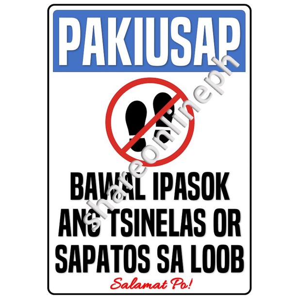 Laminated Signages Bawal Ipasok Slippers Signage Sign Boards Bawal ...