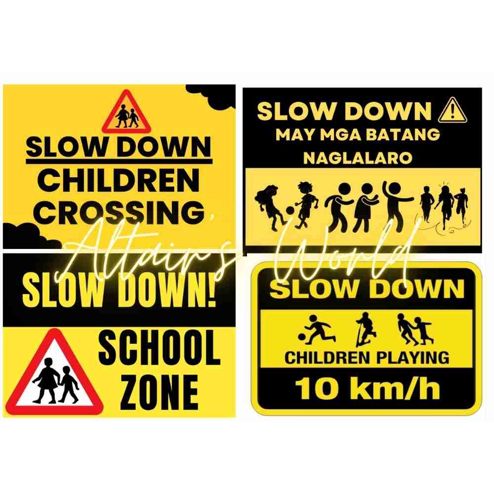 Slow Down Signage | Safety Street Road Warning Sign | School Zone ...