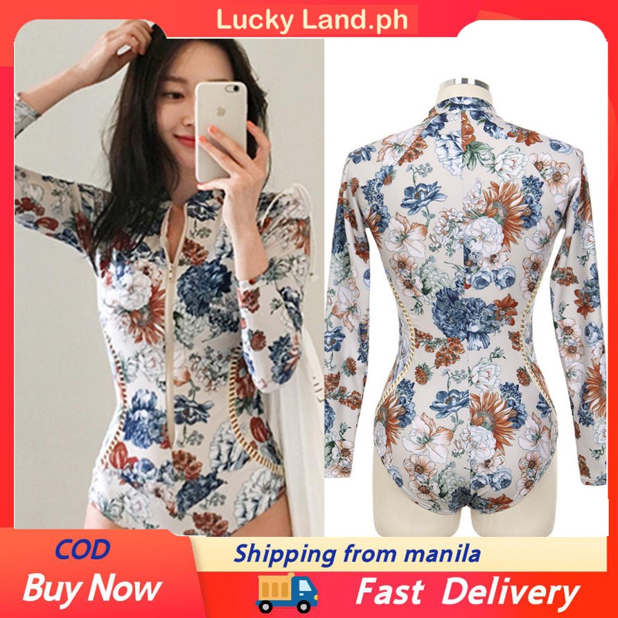 Floral Rashgaurd Korean Rashguard Padded Rashguard Women | Shopee ...