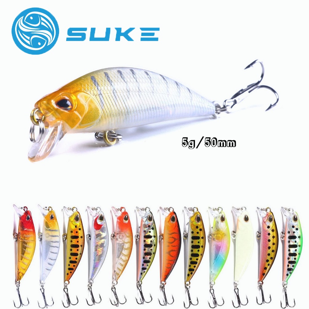 SUKE Fishing Bait Top Water SwimBait Lure 3D Eyes Minnow Buzz Bait Lure