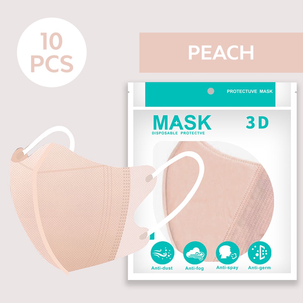 10 Pcs 3d Original Kn95 Peach Disposable Face Mask Excellent Quality 