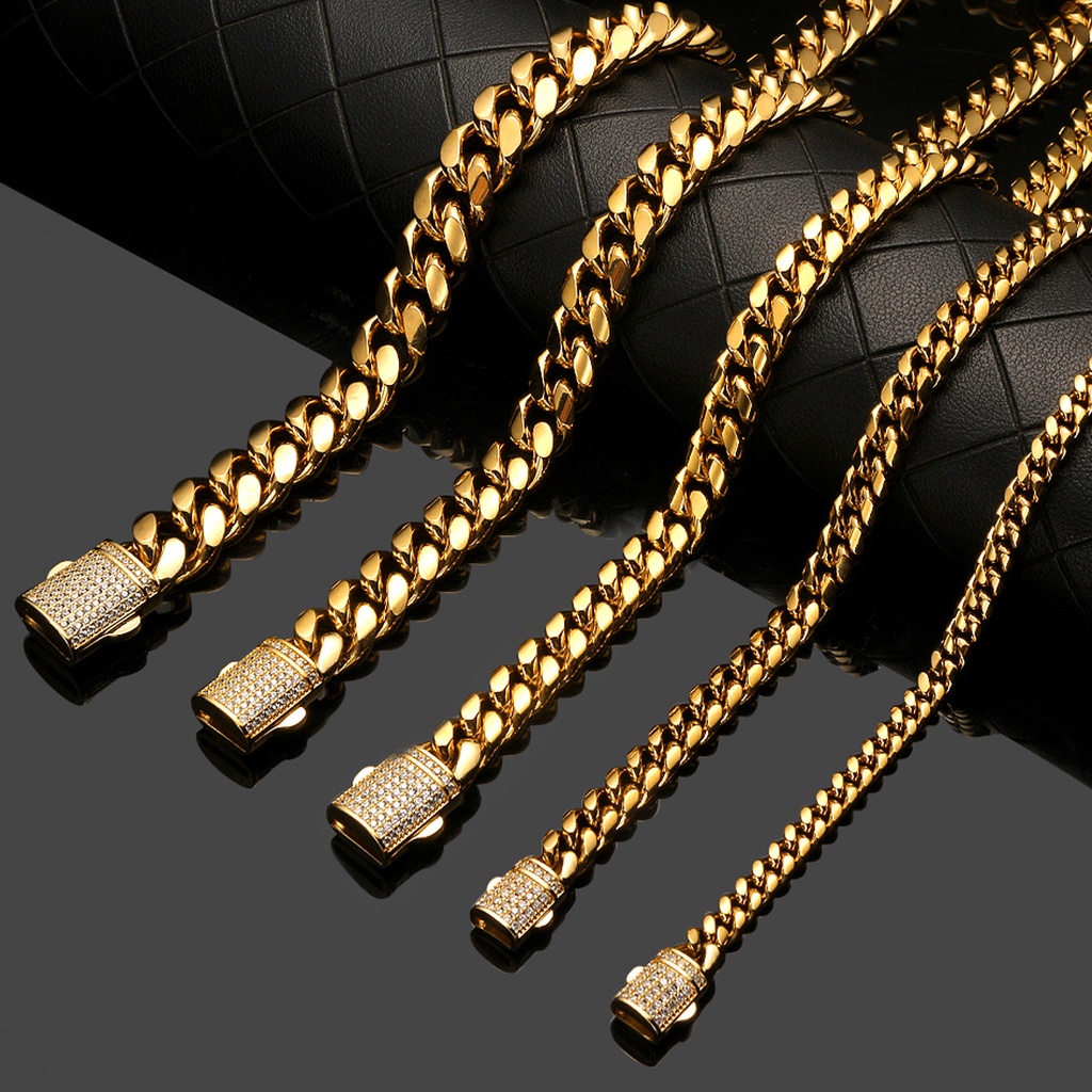 6/8/10/12/14mm New Men Chain Bracelet Stainless Steel Curb Cuban Link ...
