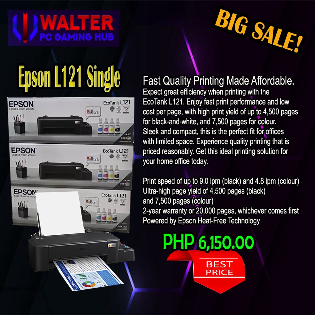 Epson L121 Single Function Ink Tank Printer Shopee Philippines 3295