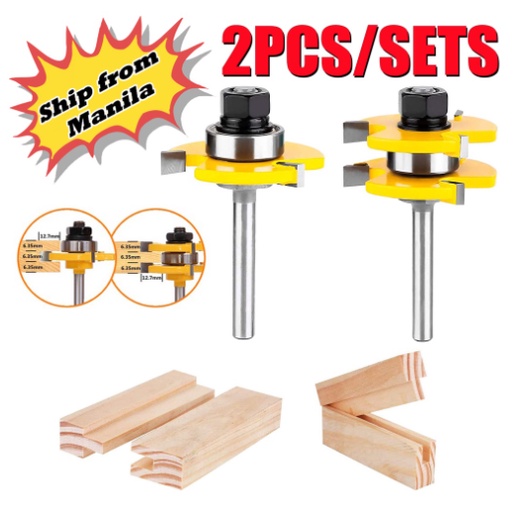 (COD) Tools Router Bit Set Wood Door Flooring 3 Teeth Adjustable 1/2 Inch Shank T Shape W