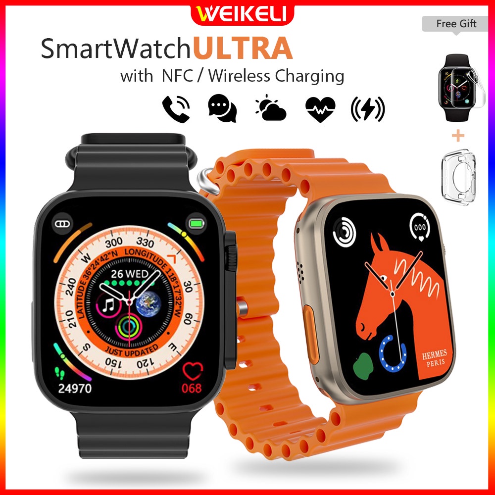 2023 New Watch8 Ultra Smart Watch BT Call Support Heart Rate Blood ...